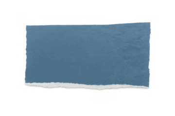 Blue scrap paper banner with torn bottom edge, empty space copy, transparent background isolated