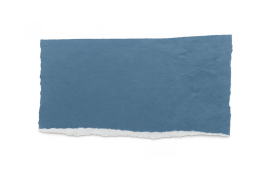 Blue scrap paper banner with torn bottom edge, empty space copy, transparent background isolated - Powered by Adobe