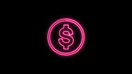 Dollar icon motion in Neon. Dollar, motion, money, exchange. Money and Currency Motion Graphic