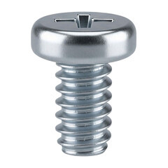 Close up of a pan head screw isolated on transparent background in studio