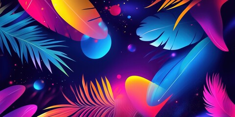 Vibrant neon party flyer design with glowing abstract shapes and energetic typography for a night event celebration