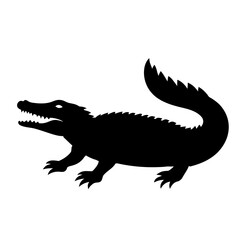 Fototapeta premium Black silhouette of an alligator with open mouth and sharp teeth