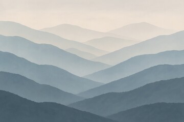 Obraz premium Serene Layers of Misty Mountains in Soft Blue Tones