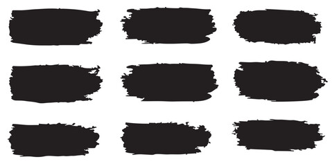 Nine black textured brush stroke shapes in a grid silhouette