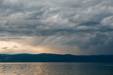 Beautiful clouds over Lake Baikal before the rain