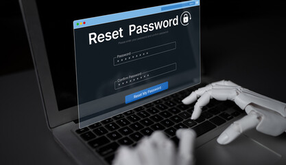An AI assistant guides the user through a secure password reset process. This interface ensures the...