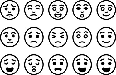 Collection of diverse expression emoticons representing a range of human emotions