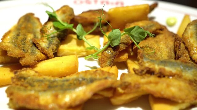  Fried Anchovies with Panissa (Ligurian Chickpea Fritters) , Acciughe fritte con panissa、A specialty dish from Genoa in the Liguria region of Italy