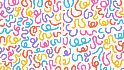 Abstract colorful wavy lines, Swirl, colorful wave line doodle seamless pattern background