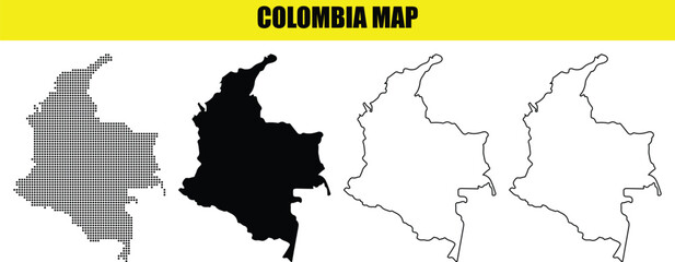 Hand made Colombia map vector illustration outline and silhouette style for infographic and geographic design By Adobe illustrator