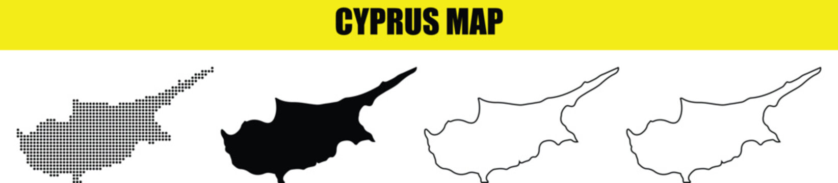 Hand made Cyprus map vector silhouette outline and shadow design element for geography travel and infographics By Adobe illustrator