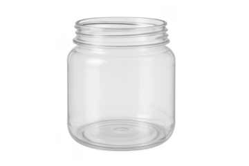 Empty clear glass jar with open top