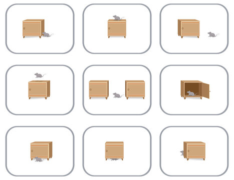 the position of the mouse relative to the cabinet