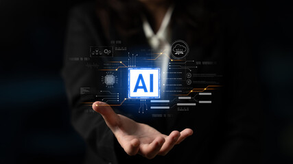 AI core technology presented with digital circuit connections, symbolizing AI systems, processing power, and integration into modern digital platforms Latch