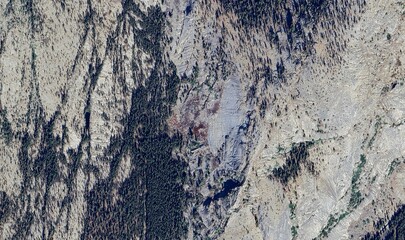Yosemite National Park, USA: High-Resolution Aerial View of Granite Cliffs, Deep Valley, and Sierra Nevada Forest