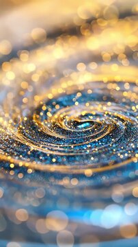 Fluid silver patterns and galactic sparkles create a surreal abstract composition, ideal for modern art direction and album covers
