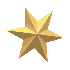 Obraz premium Golden three-dimensional star with sharp edges in minimalist style 