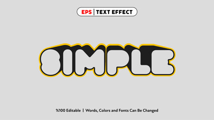 Simple bold rounded text effect with yellow outline and gray fill editable vector design for creative projects