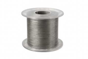 Metal wire spool holding silver solder for electronics