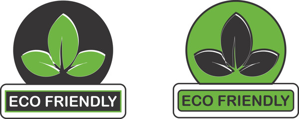 Eco Friendly Logo Set | Green Leaves Symbol with Text for Sustainable Business, Environmentally Conscious Products and Eco-Friendly