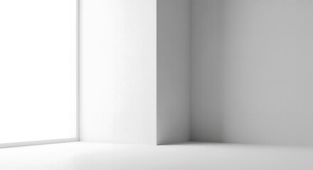 Fototapeta premium Minimal white corner with natural daylight shadows.