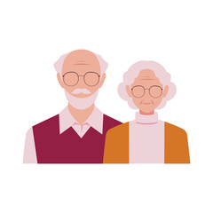 grandparents portrait vector illustration 