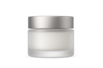 Frosted glass cosmetic cream jar with cap mockup