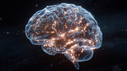 Dynamic glowing neural network visualization representing intelligent thought processes and complex data connections in a futuristic digital landscape