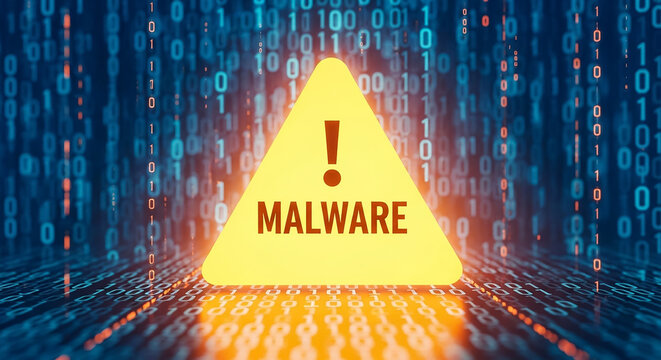 Malware warning alert showing digital cybersecurity risk