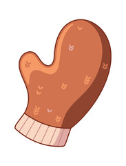 children woolen mitten brown color