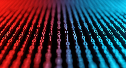 Binary code stream representing data and technology concept