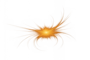 Orange light effect creating a starburst lens flare and glowing abstract with transparent background