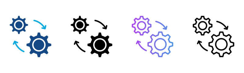 Process Icon Multiple Style Vector Illustration
