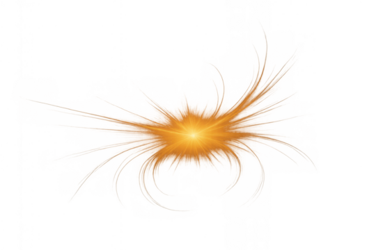 Orange light effect creating a starburst lens flare and glowing abstract with transparent background - Powered by Adobe