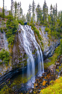 Popular Narada Falls Cascading Along Green Forest