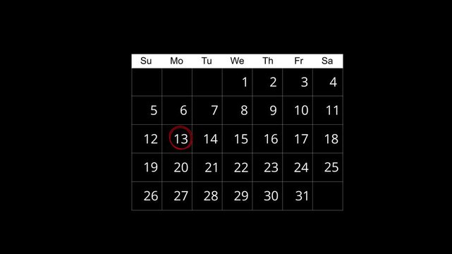 Business manages time for effective work. The 13th day Highlight by a red circle appointment reminders and meeting agenda on the calendar. Time management concept. 4k