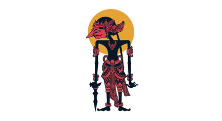 Intricate Wayang Kulit Illustration: Javanese Shadow Puppet Art and Cultural Heritage
