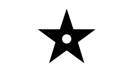 Simple black star icon with a circle in the middle against a white background isolated minimal