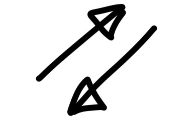 Hand Drawn Double Opposite Up and Down Arrows Doodle Vector Icon