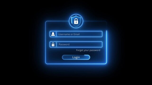 User typing login and password at home, secure access to the personal information and big data. cyber security, the digital crime concept, Motion graphics of 3D login concept.