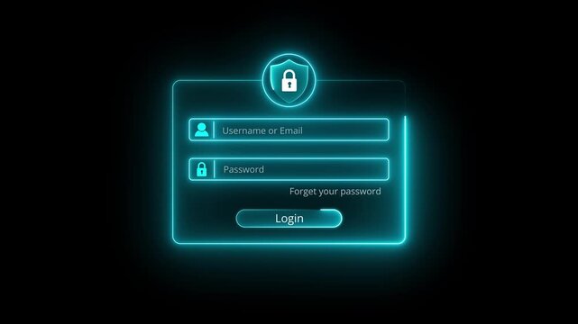 User typing login and password at home, secure access to the personal information and big data. cyber security, the digital crime concept, Motion graphics of 3D login concept.