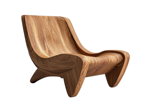 PNG Of Stylish wooden lounge chair showcasing modern design and craftsmanship.