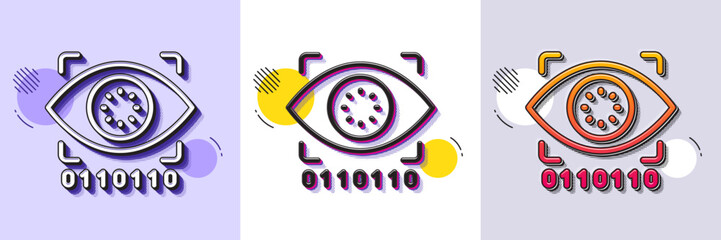 Artificial intelligence line icon. Halftone dotted pattern. Gradient icon with grain shadow. Retinal access sign. Privacy secure symbol. Line artificial intelligence icon. Various designs. Vector