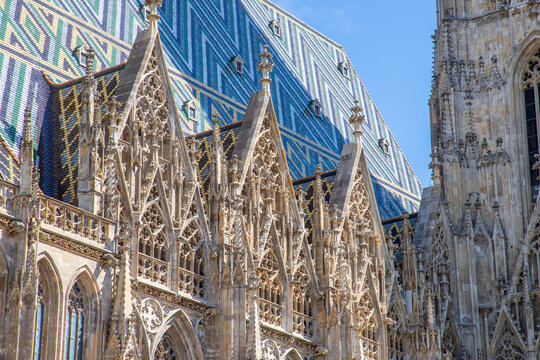 Detail of the exterior of the St. Stephen's Cathedral in Vienna, Austria, the most important religious building of the city