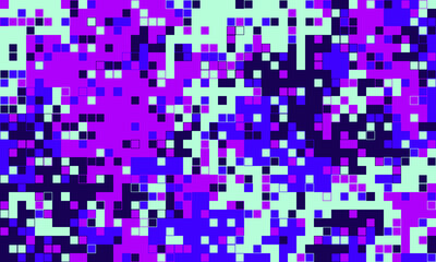Fototapeta premium Abstract pixel art background. Vibrant purple, blue, and teal squares create a dynamic, modern design perfect for tech, gaming, or digital art projects.