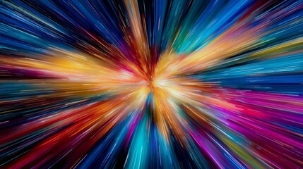 Vibrant Neon Light Explosion With Central Radiant Core And Energetic Abstract Motion Design