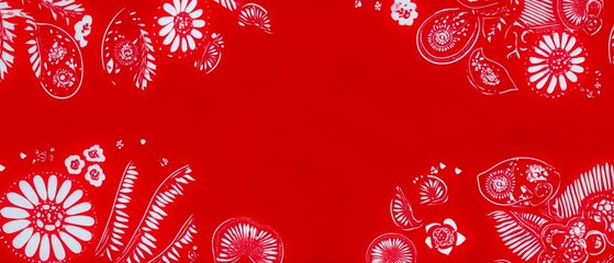 Colorful Bangla New Year Background With Red And White Alpona Patterns And Traditional Cultural Motifs