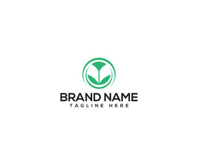 Nature-Inspired Logo Concept: A minimalist logo design featuring a stylized, symmetrical leaf arrangement, encircled within a refined frame. Capturing a modern, ecological, and sustainable essence.