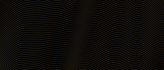 background with gold colored  wavy striped pattern	on black background
