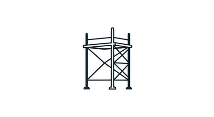 Minimalist scaffolding icon, architectural construction frame design illustration concept